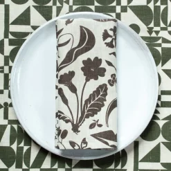 Sale A Pair Of Chocolate Wildflowers Linen Napkins Napkins