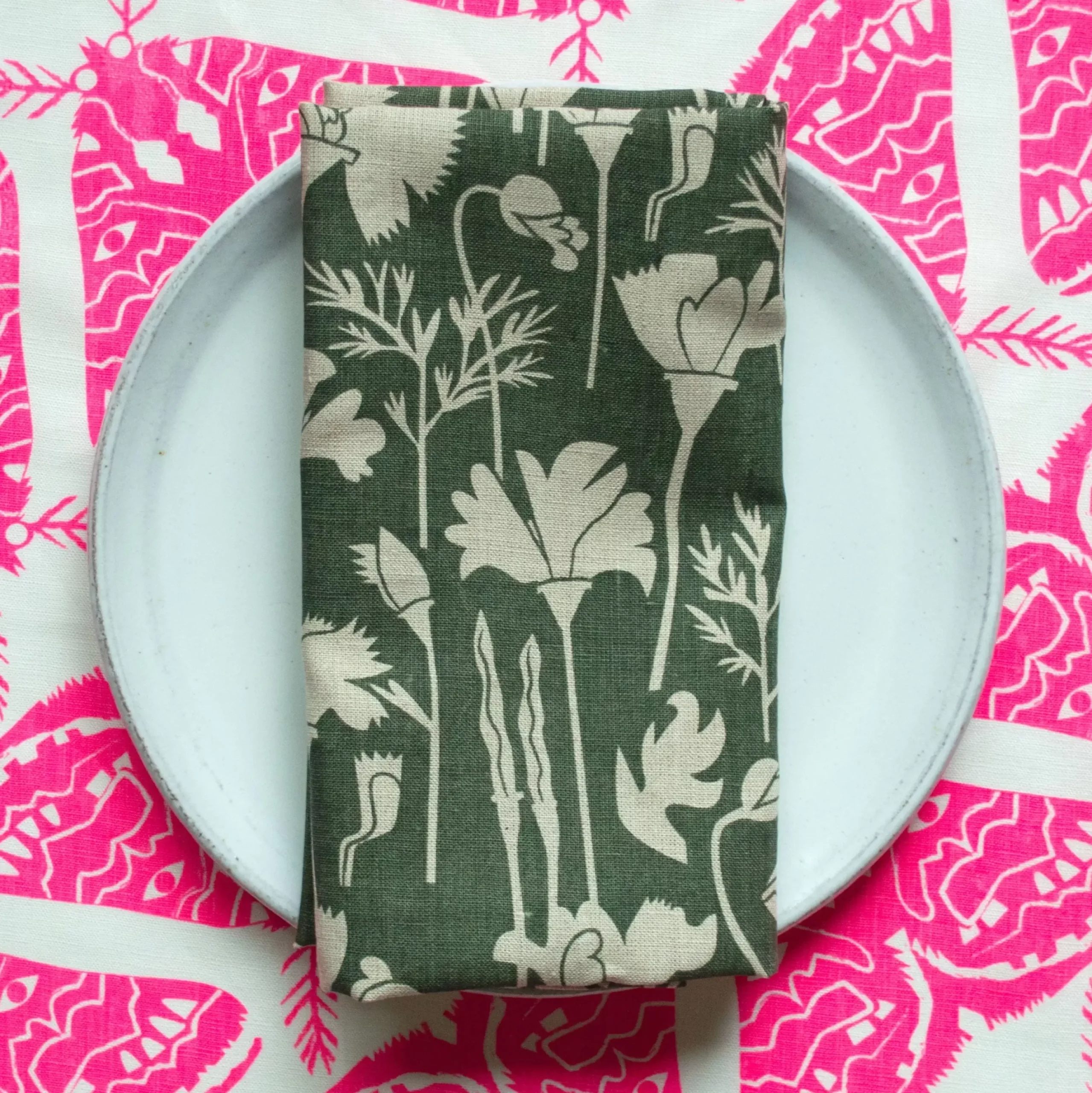 Cheap A Pair Of Khaki Poppies Linen Napkins Yardage