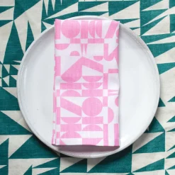 Flash Sale A Pair Of Soft Pink Geometrics Linen Napkins Napkins