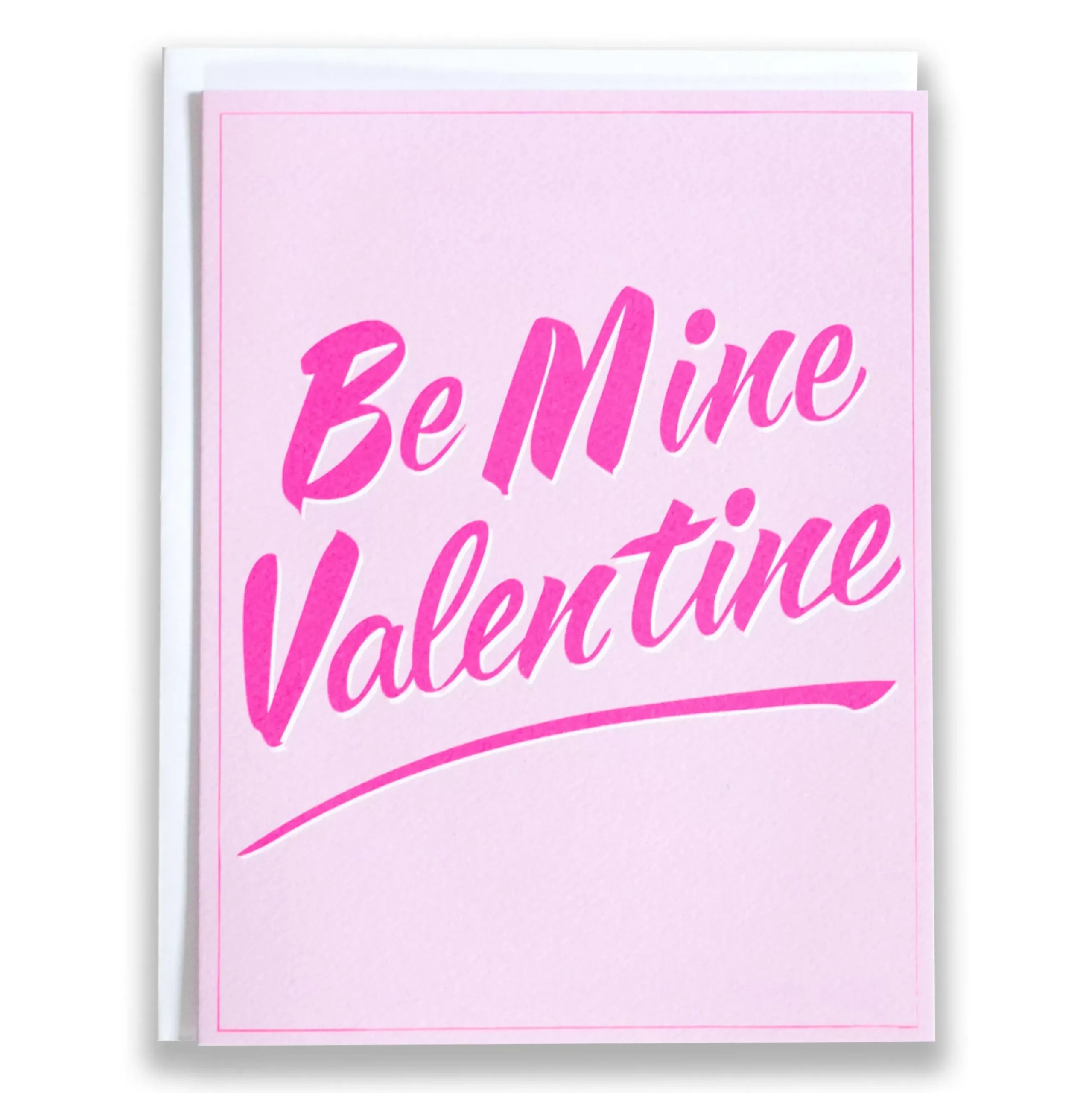 New Be Mine Valentine Note Card In Neon Pink And Blush Valentines