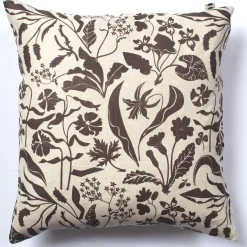 Online Chocolate Brown Wildflowers 100% Linen Pillow Cover Pillows