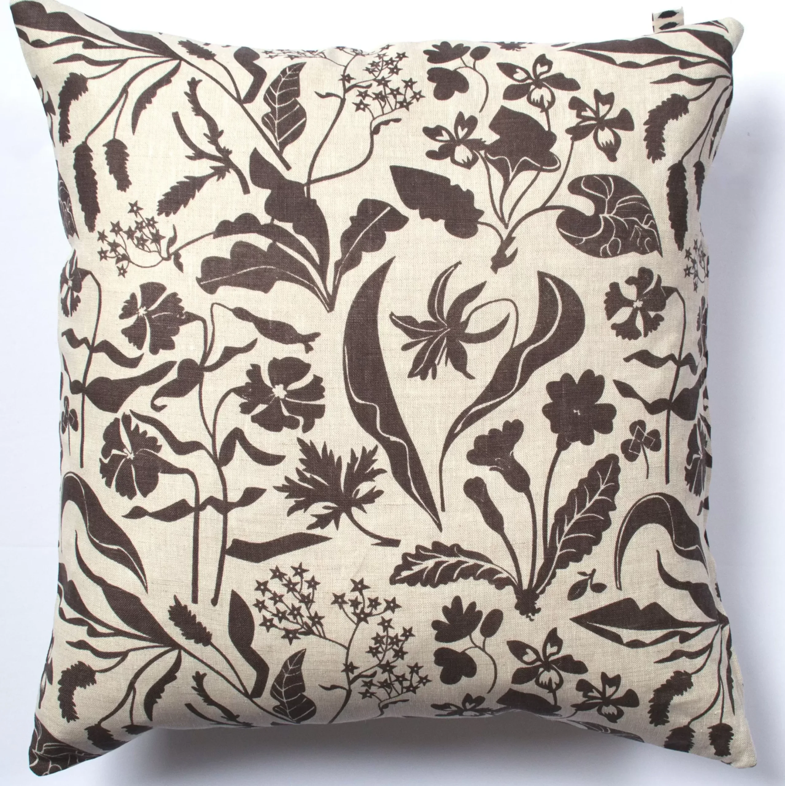 Online Chocolate Brown Wildflowers 100% Linen Pillow Cover Pillows