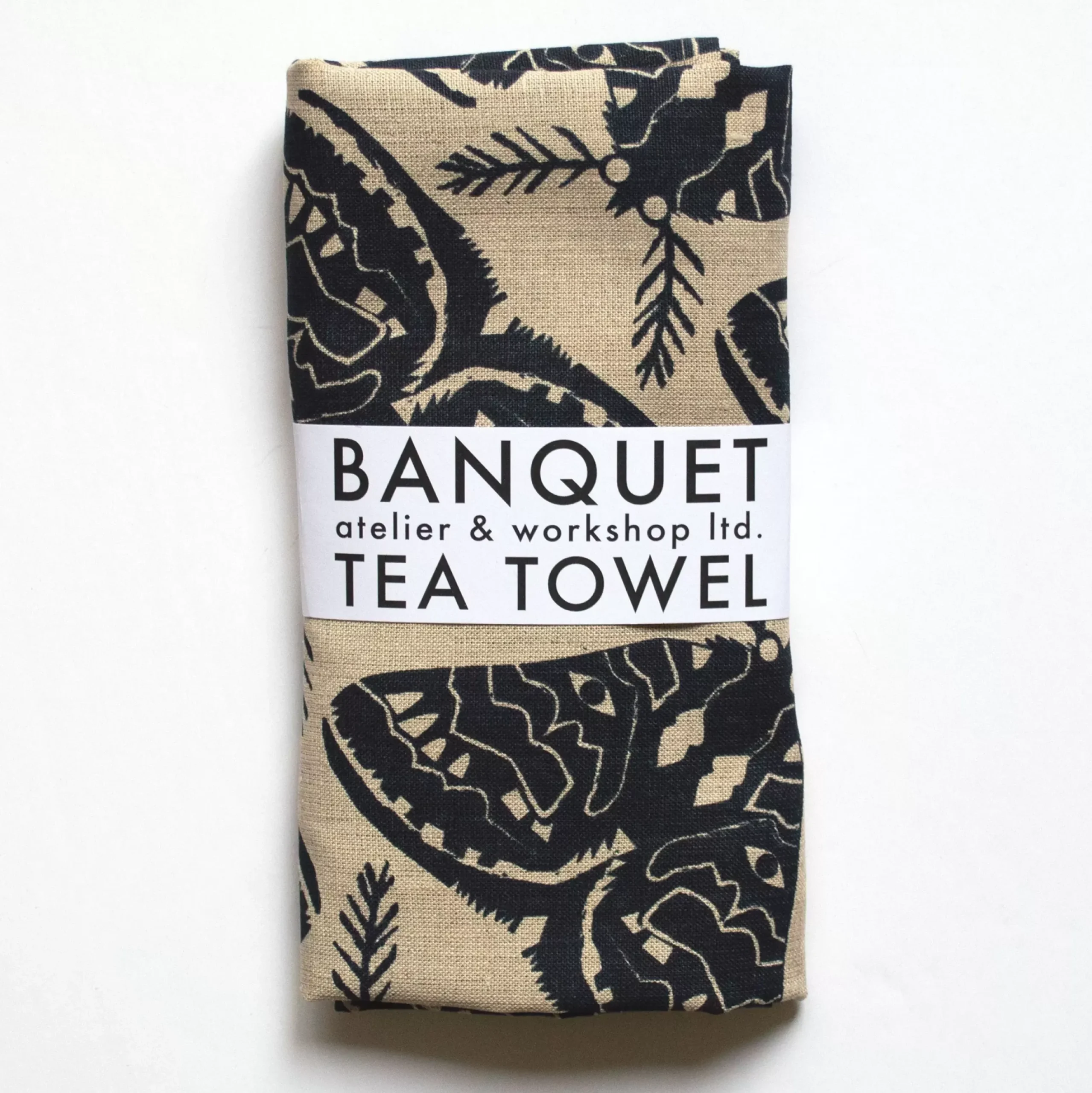 New Cool Black Moths 100% Linen Tea Towel Yardage