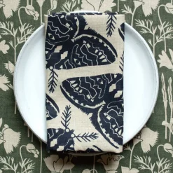 New Cool Black Moths 100% Linen Tea Towel Yardage