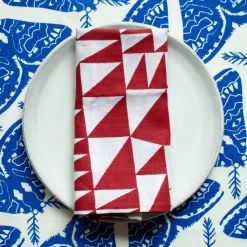 Flash Sale Electric Blue Moths 100% Linen Tea Towel Yardage