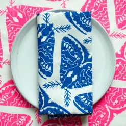 Flash Sale Electric Blue Moths 100% Linen Tea Towel Yardage