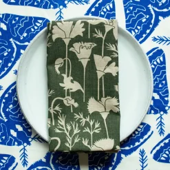Online Electric Blue Moths Napkins Yardage