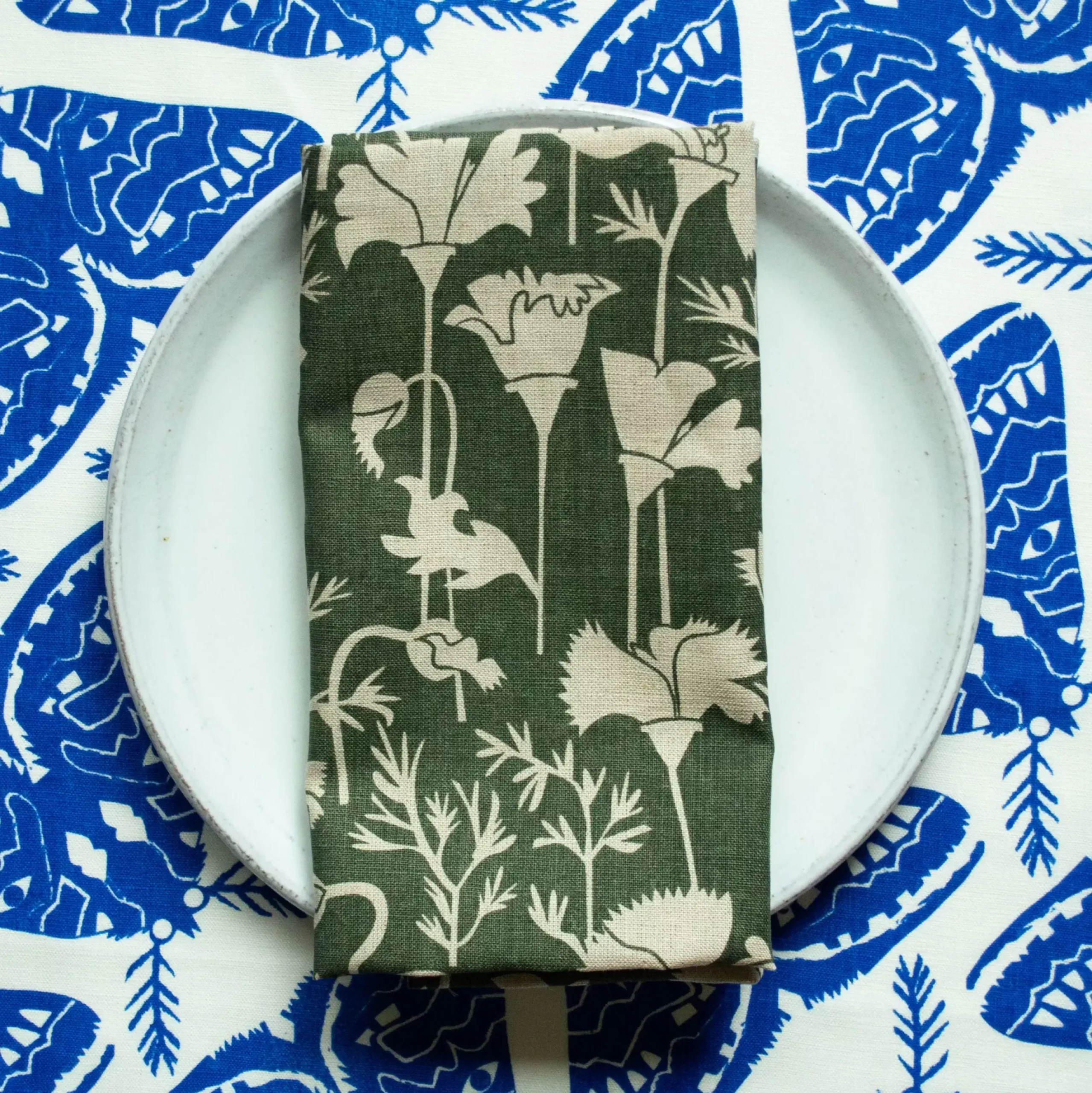 Online Electric Blue Moths Napkins Yardage
