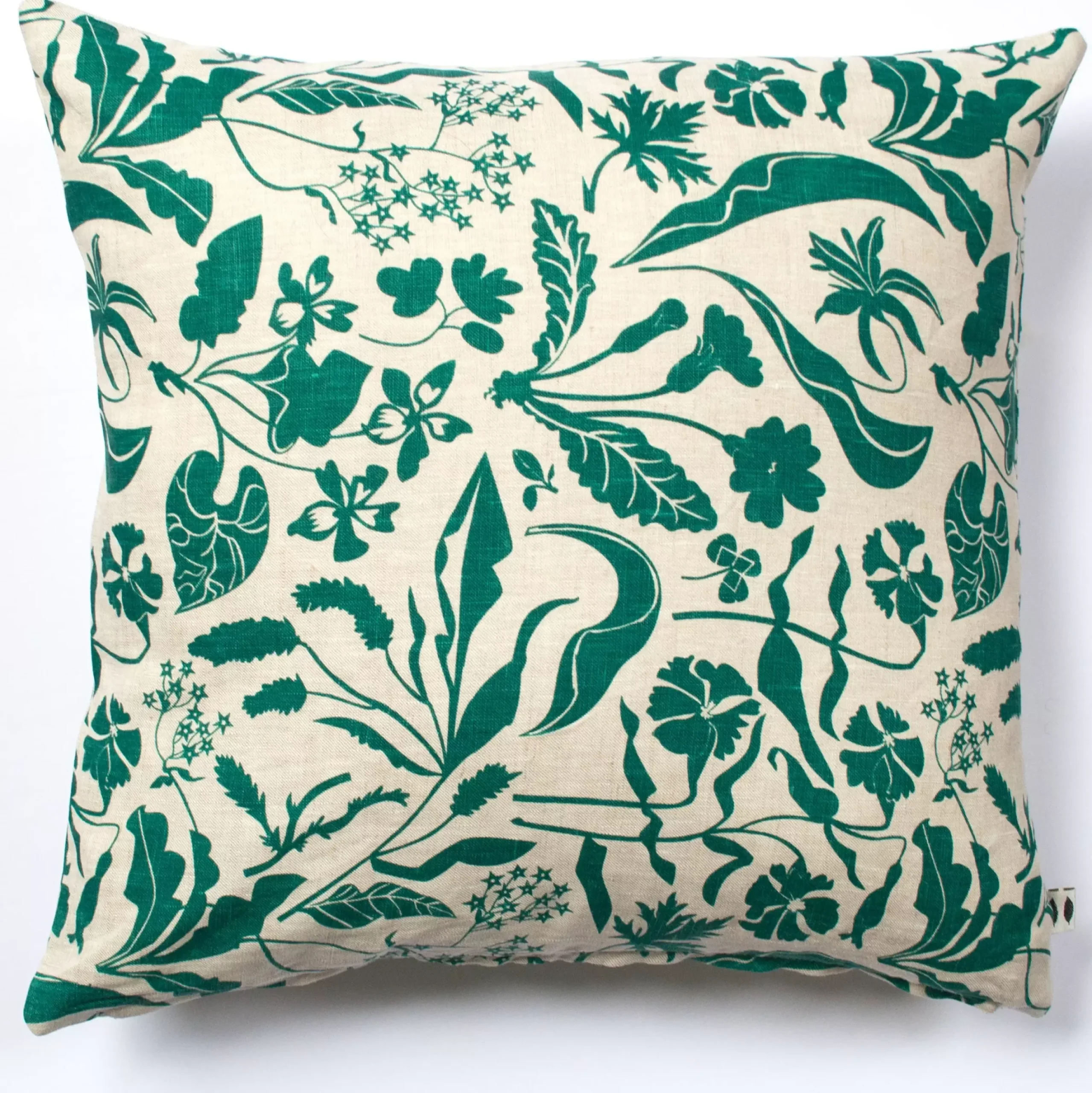 Clearance Emerald Green Wildflowers 100% Linen Pillow Cover Pillows