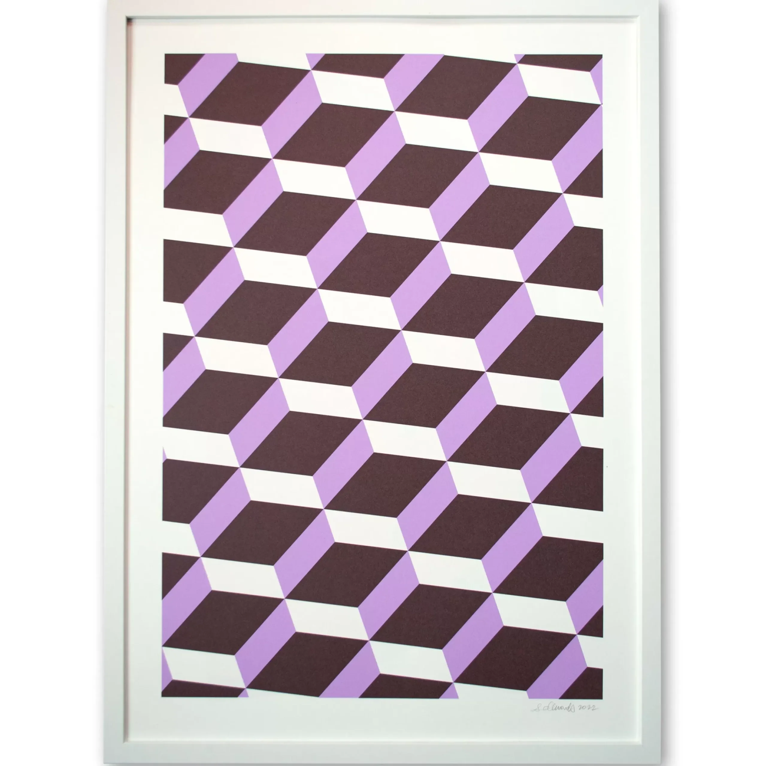 Flash Sale Geometrics Chocolate And Lilac Signed Screen Print Large