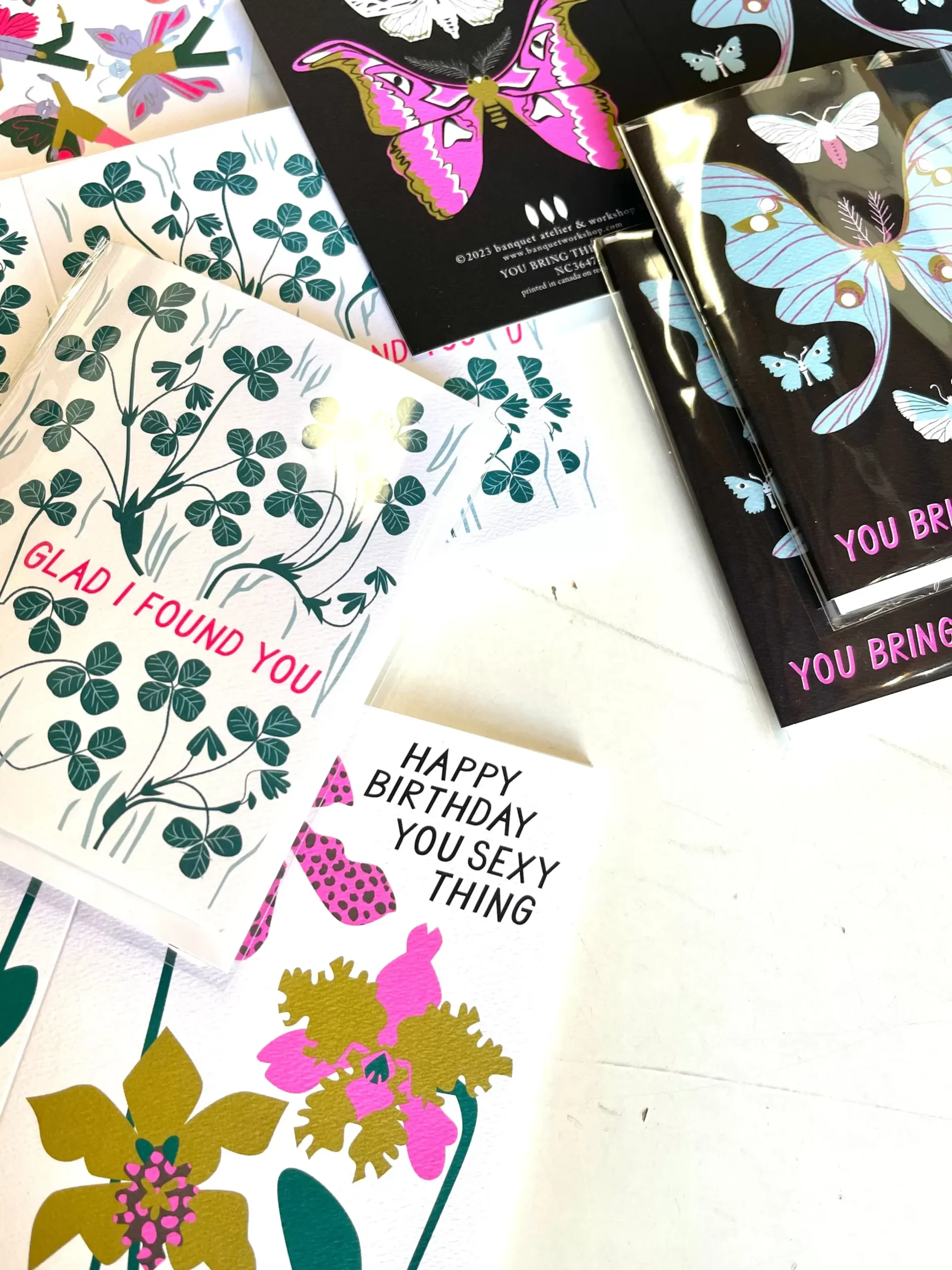 Store Glad I Found You Clover Note Card Humour & Love