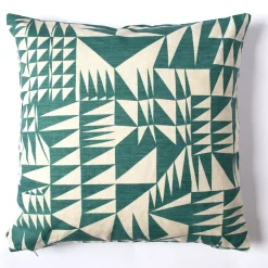 Shop Green Triangles Linen Pillow Cover Pillows