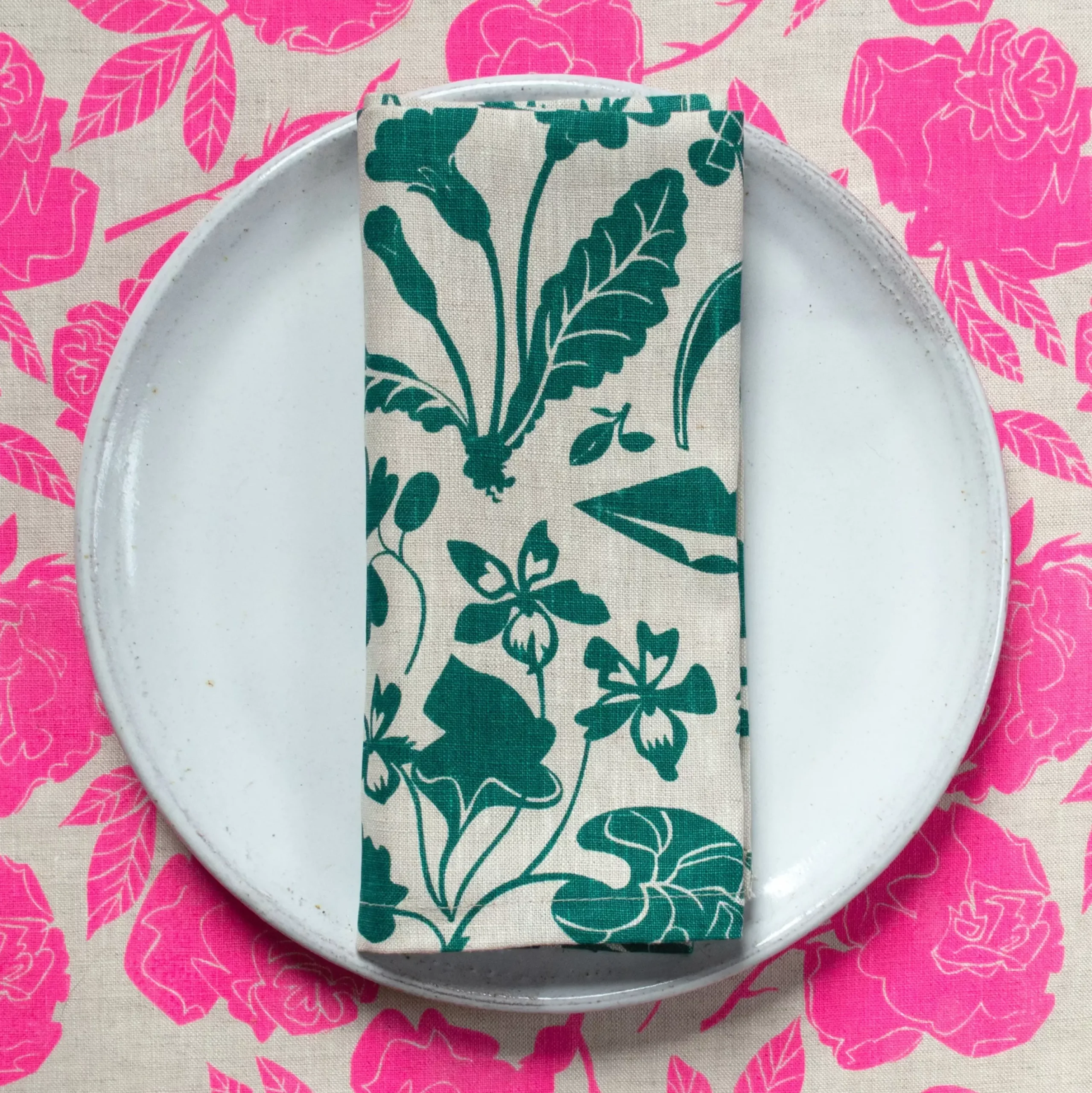 Flash Sale Green Wildflowers All Linen Napkins Napkins