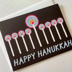 Best Sale Happy Hanukkah Note Card With Menorah For Festival Of Lights Holiday