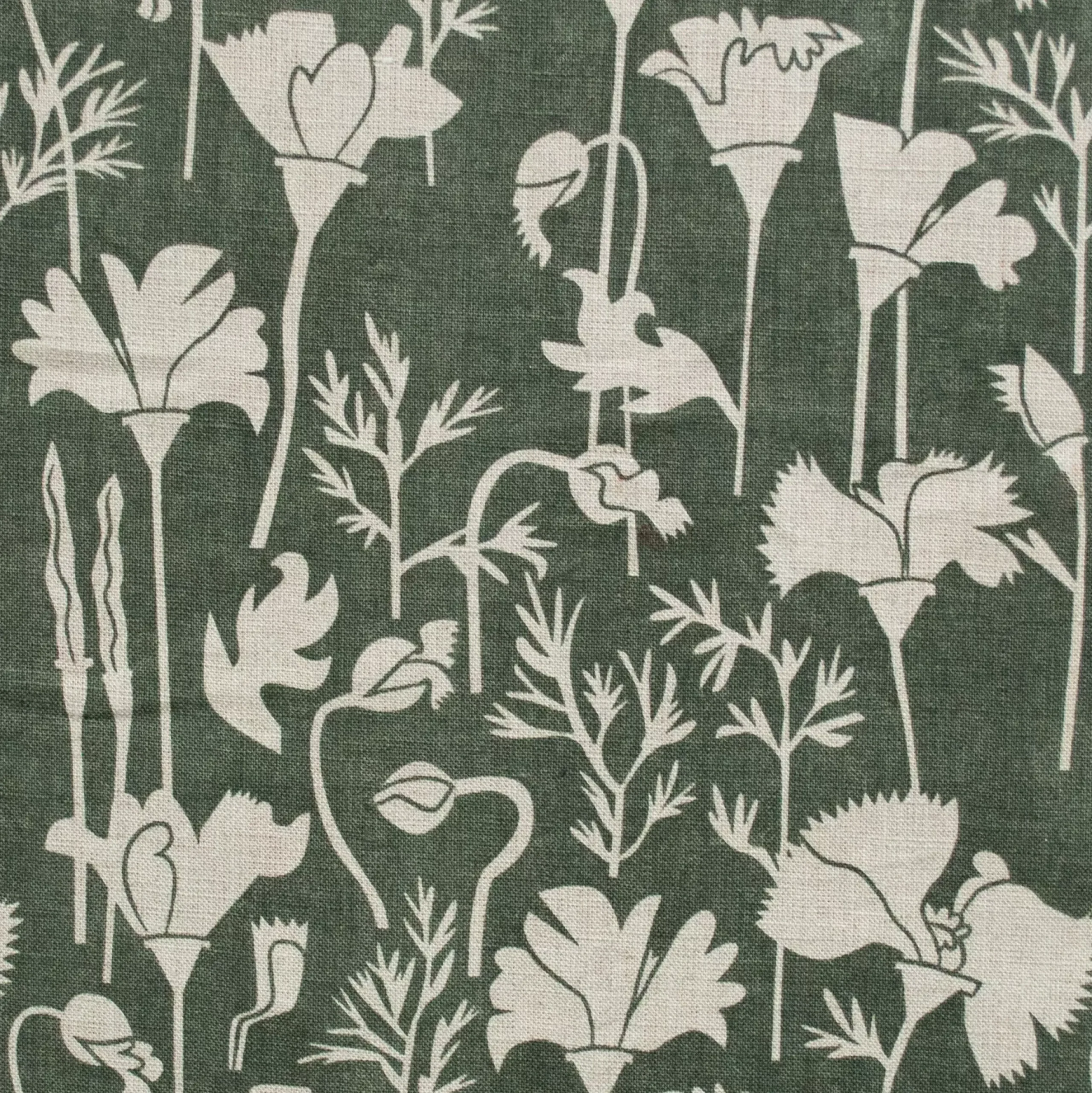 Fashion Khaki Poppies 100% Linen Tea Towel Yardage