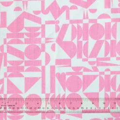 Online Linen Tea Towel - Screen Printed Geometrics - Bubblegum Pink On White Tea Towels