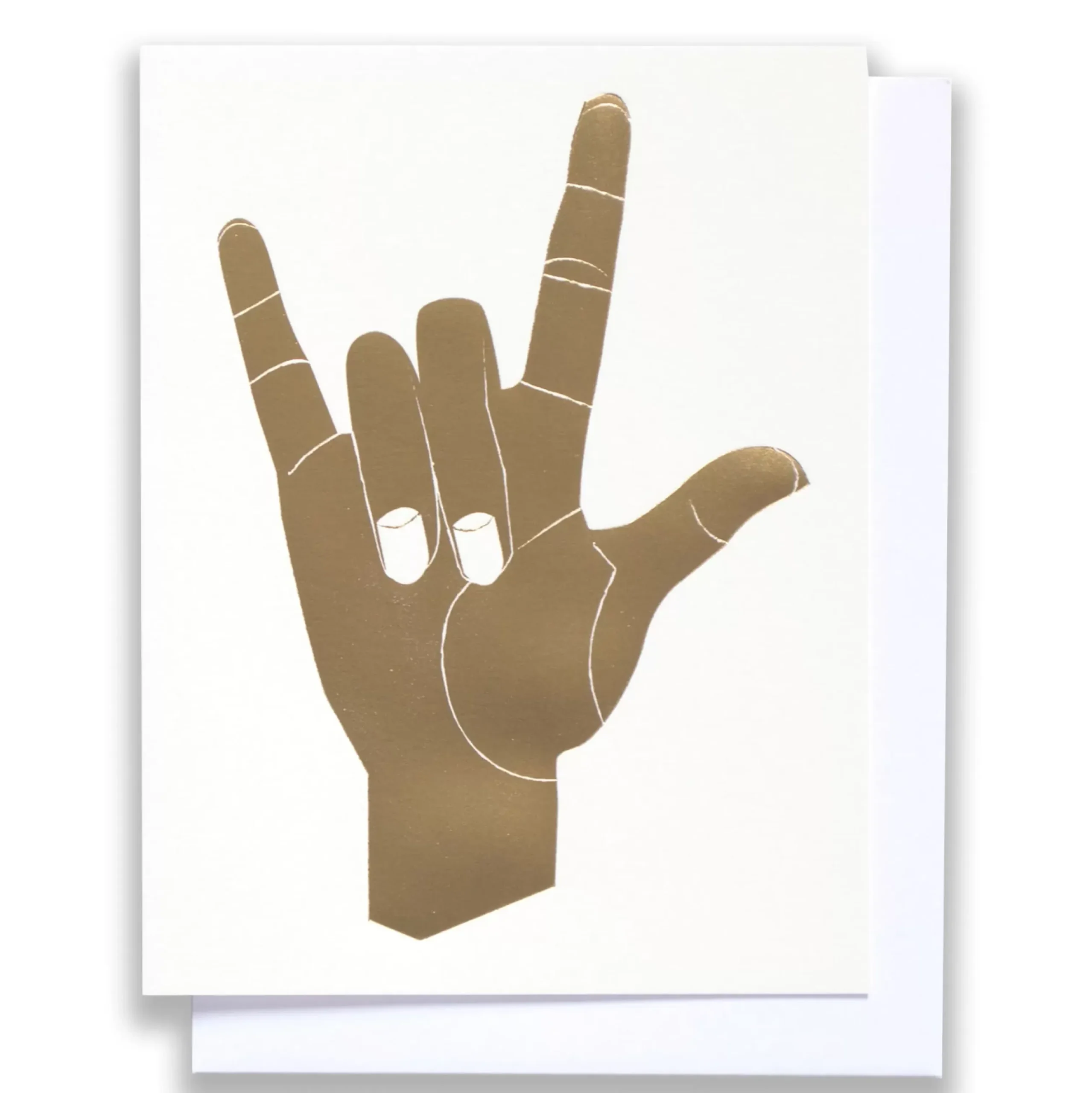 New Metallic Gold Foil I Love You Hand Note Card Metallic Foils