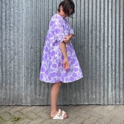 Discount Neon Lilac Roses Linen Sunja Dress Dresses