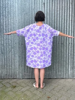 Discount Neon Lilac Roses Linen Sunja Dress Dresses