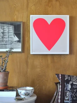 Clearance Neon Pink Heart On Dove Grey Paper Square