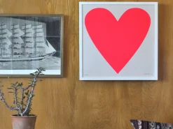 Clearance Neon Pink Heart On Dove Grey Paper Square