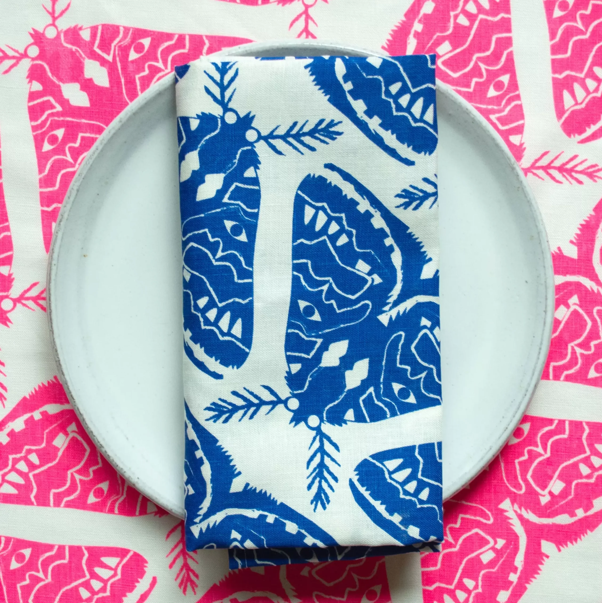 Outlet Neon Pink Moths 100% Linen Tea Towel Tea Towels