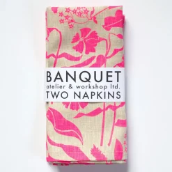 Online Neon Pink Wildflowers Linen Napkins Napkins