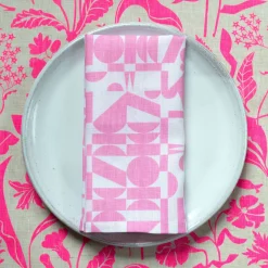 Online Neon Pink Wildflowers Linen Napkins Napkins