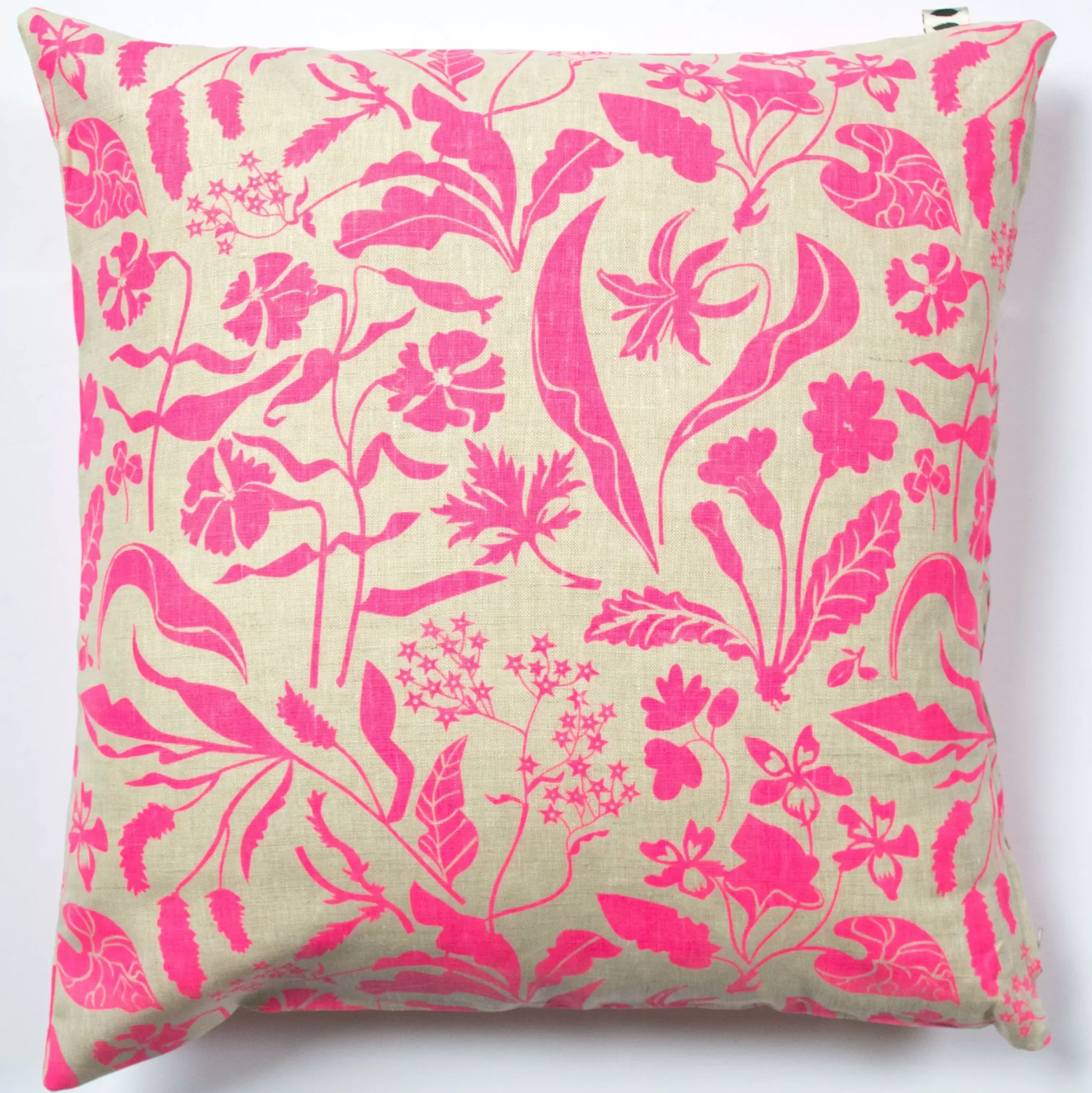 Sale Neon Pink Wildflowers 100% Linen Pillow Cover Pillows
