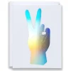 Cheap Peace Hand Hologram Note Card Metallic Foils