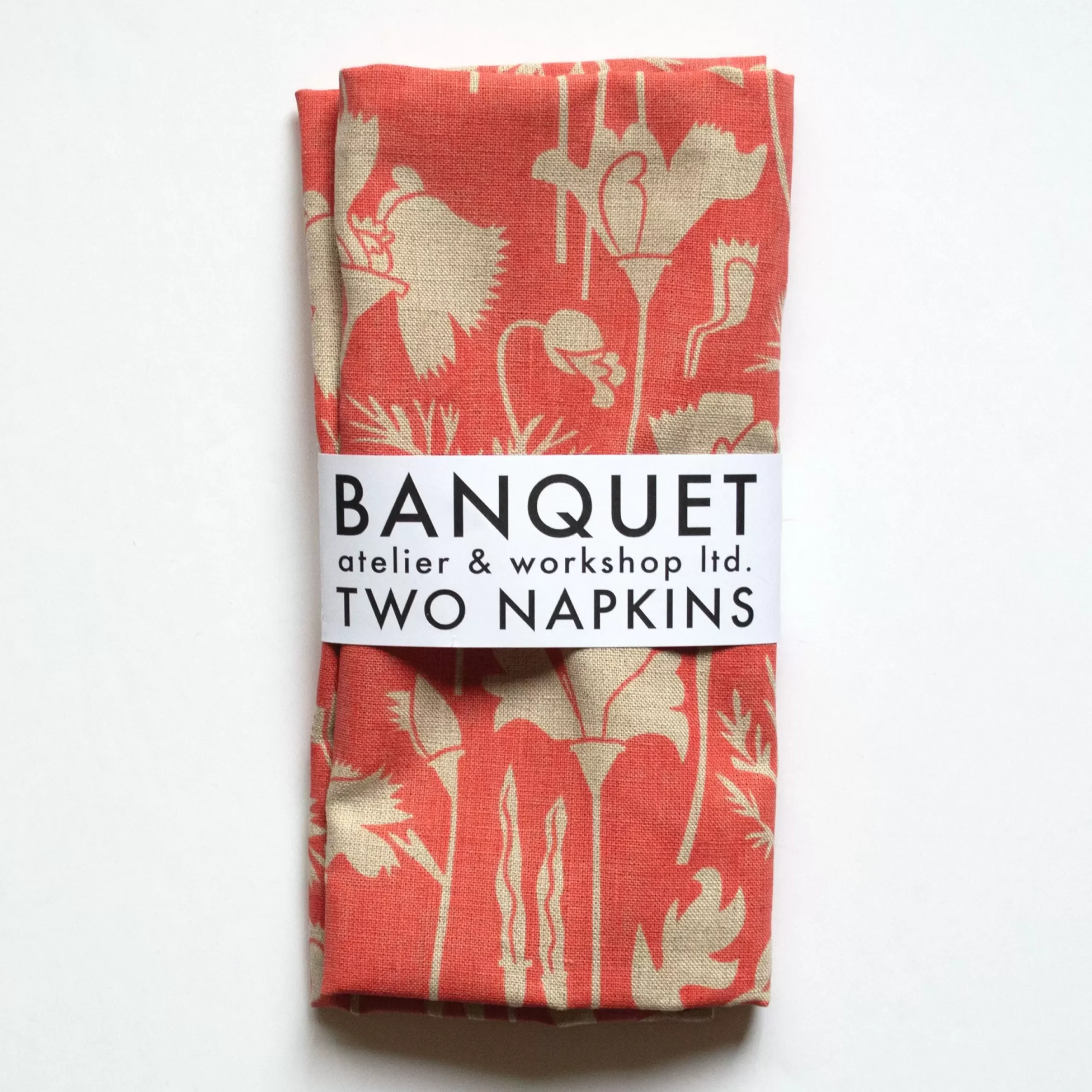 Cheap Poppies Linen Napkins In Tomato Soup On Natural Yardage
