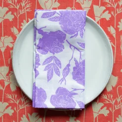 Cheap Poppies Linen Napkins In Tomato Soup On Natural Yardage