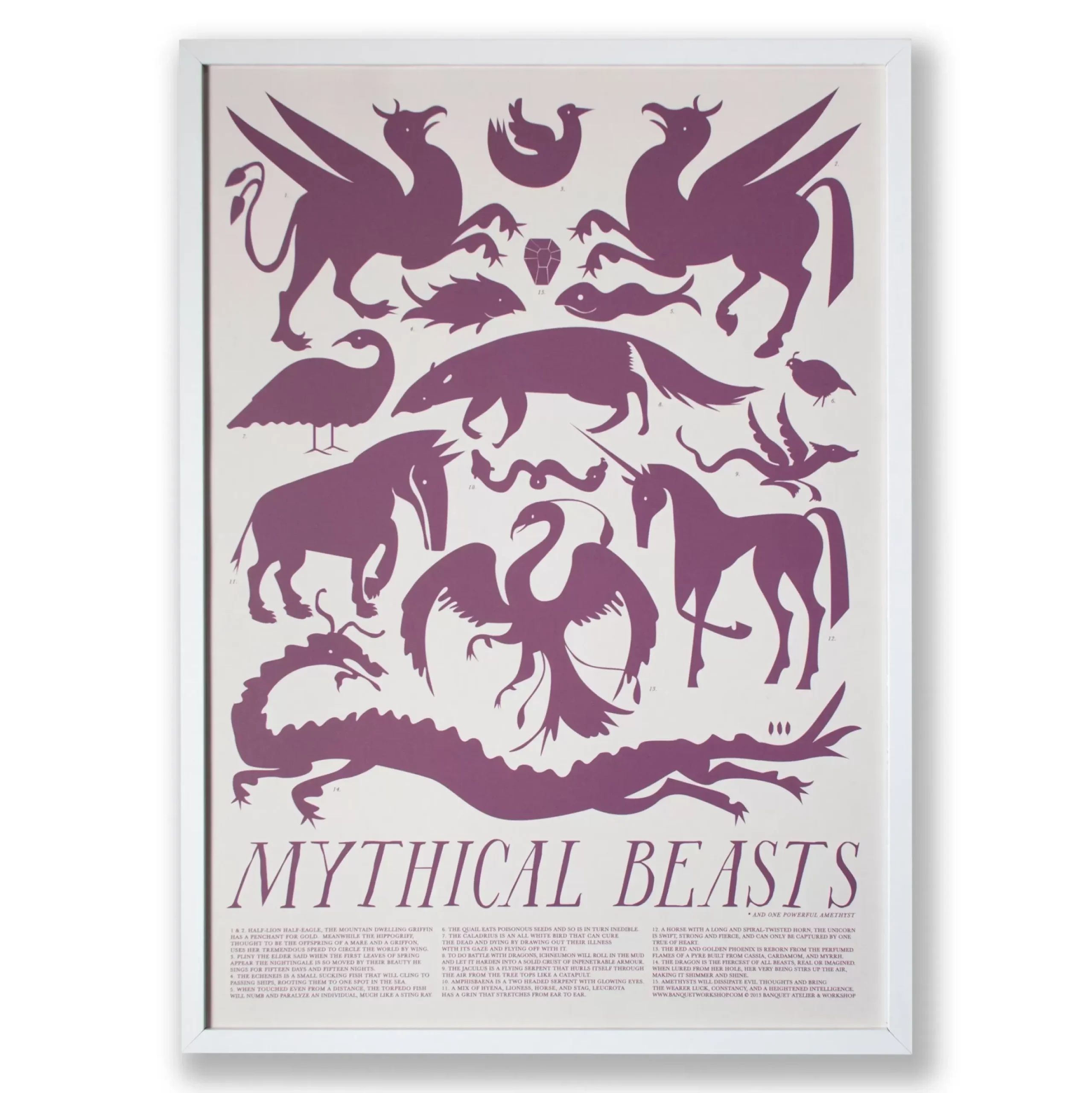 Best Print - Mythical Beasts Art Poster - Plum And Grey Science And Nature
