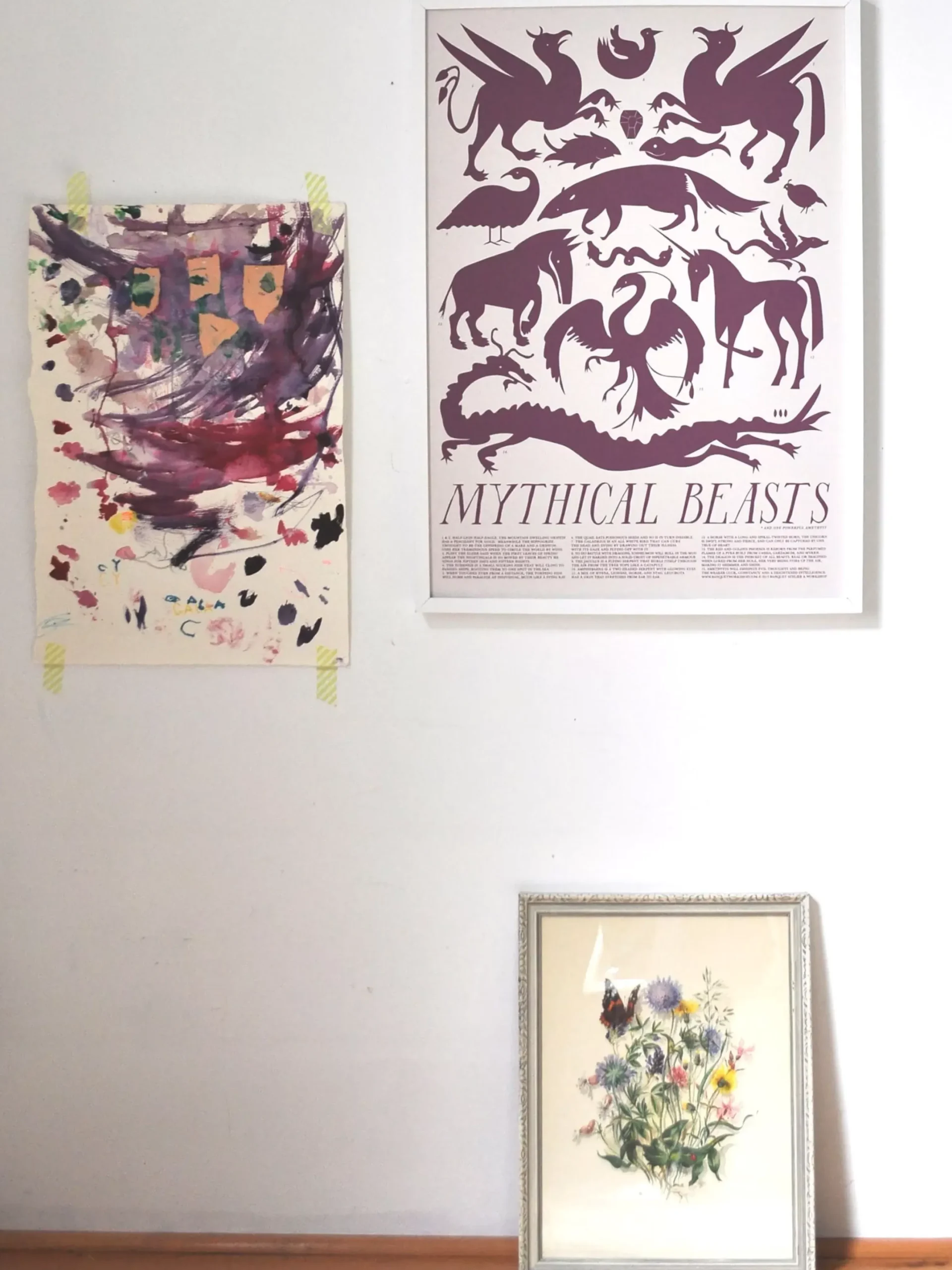 Best Print - Mythical Beasts Art Poster - Plum And Grey Science And Nature
