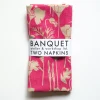 Sale Raspberry Pink Poppies Linen Napkins Yardage