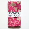 Discount Raspberry Pink Poppies Linen Tea Towel Tea Towels
