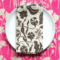 Discount Raspberry Pink Poppies Linen Tea Towel Tea Towels