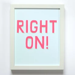 Best Sale Right On! Affirmation Offset Print In Mint And Neon Pink Small