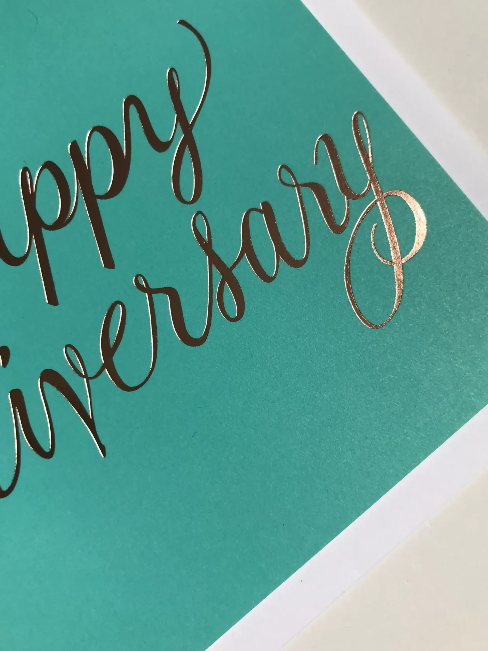 Fashion Rose Gold Foil Happy Anniversary Card Metallic Foils