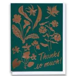Hot Thanks Wildflowers Rose Gold Foil Note Card Metallic Foils