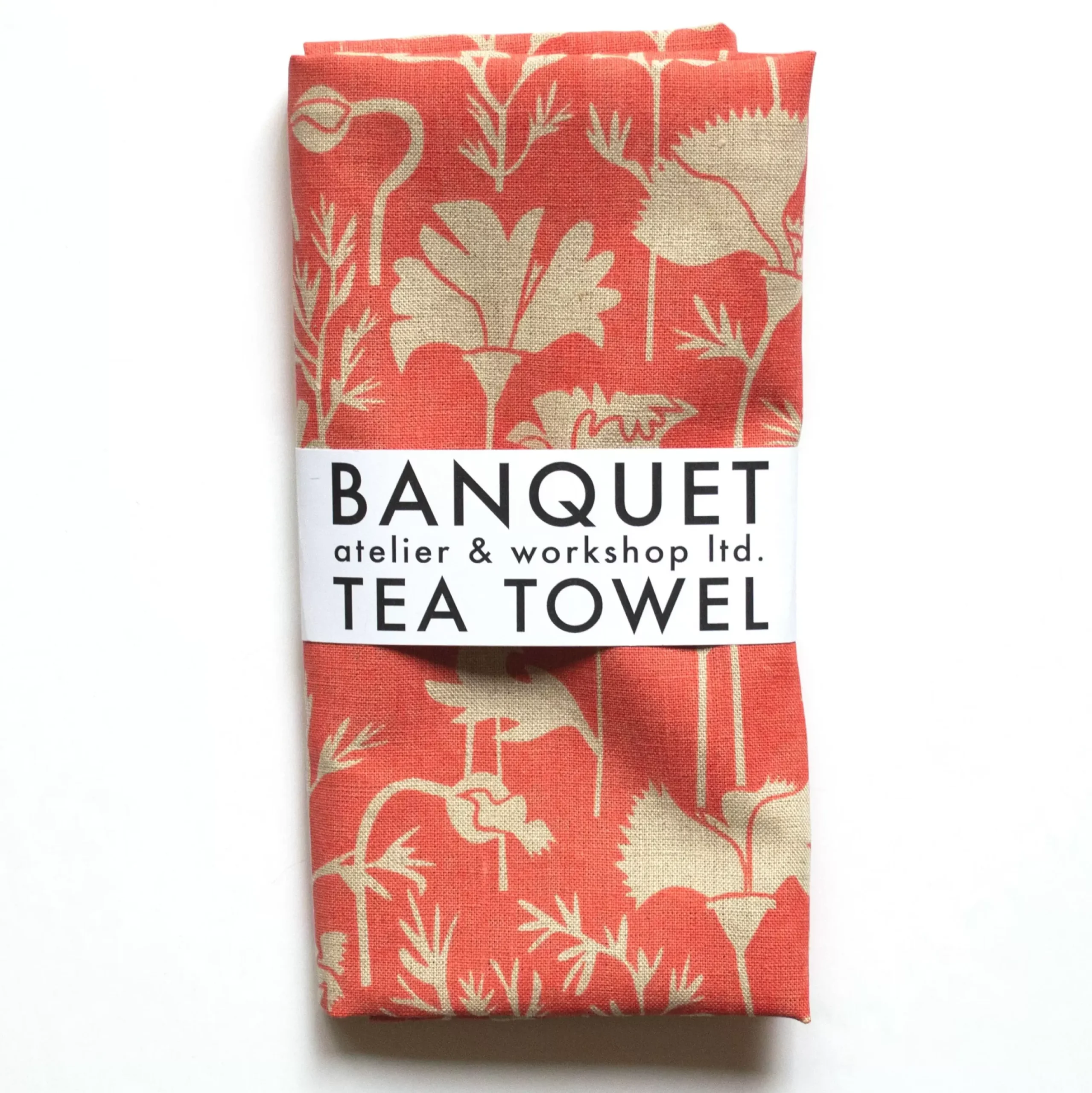 Hot Tomato Soup Poppies 100% Linen Tea Towel Yardage